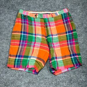 Polo Golf Ralph Lauren Men Plaid Shorts Sz.38 Orange Multicolored Casual Preppy